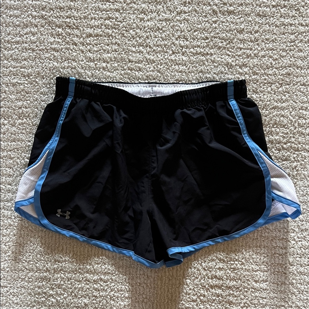 Under Armour Women's Black Shorts with Blue Trim